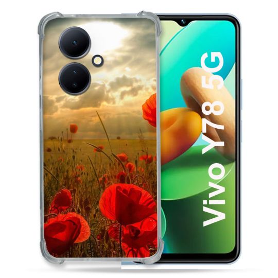 Coque Renforcée Pour Vivo V29 Lite 5G / Y78 5G Fleur Coquelicot