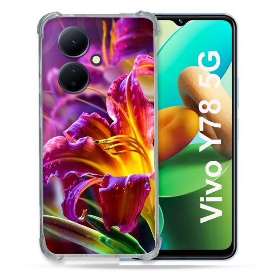 Coque Renforcée Pour Vivo V29 Lite 5G / Y78 5G Fleur Lys Color