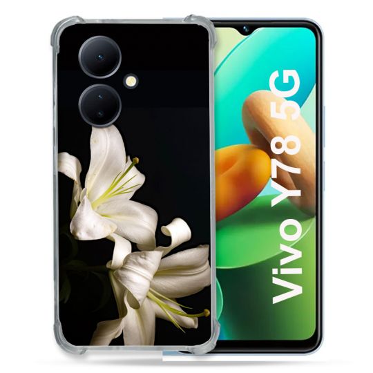 Coque Renforcée Pour Vivo V29 Lite 5G / Y78 5G Fleur Lys Noir