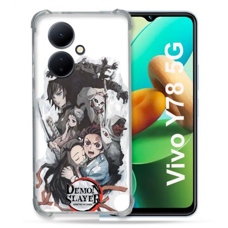 Coque Renforcée Pour Vivo V29 Lite 5G / Y78 5G Manga Demon Slayer Blanc