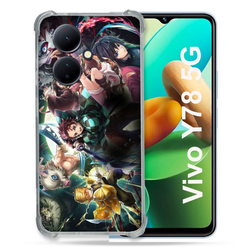 Coque Renforcée Pour Vivo V29 Lite 5G / Y78 5G Manga Demon Slayer Groupe