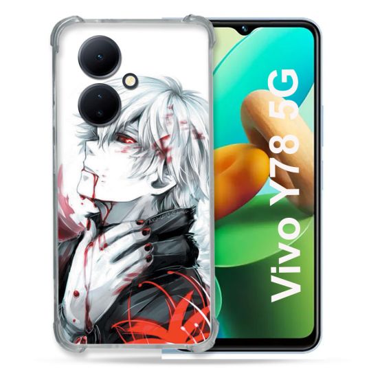 Coque Renforcée Pour Vivo V29 Lite 5G / Y78 5G Manga Tokyo Ghoul Kaneki Blanc