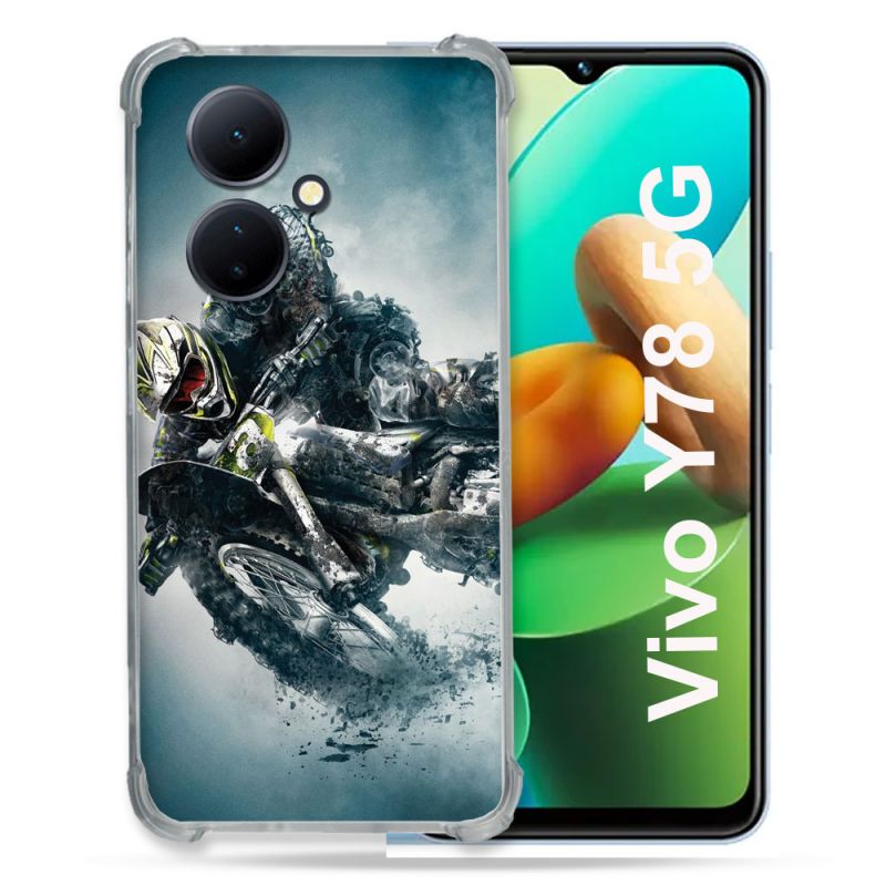 Coque Renforcée Pour Vivo V29 Lite 5G / Y78 5G Moto Cross Ombre