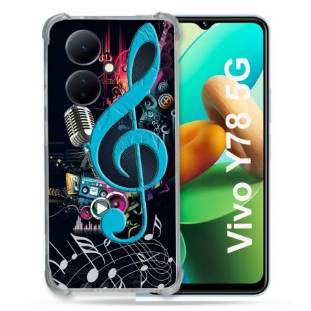 Coque Renforcée Pour Vivo V29 Lite 5G / Y78 5G Musique Cle Sol Bleu