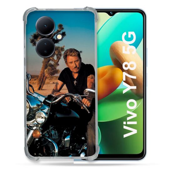Coque Renforcée Pour Vivo V29 Lite 5G / Y78 5G Musique Johnny Hallyday Moto