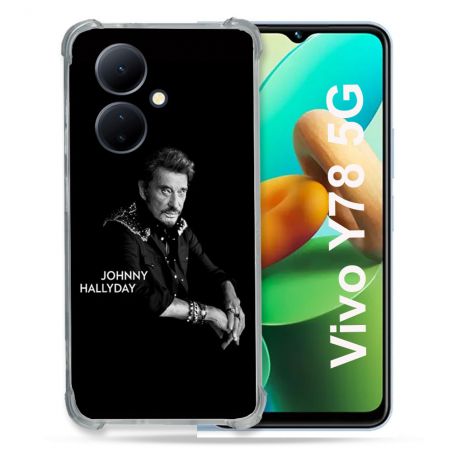 Coque Renforcée Pour Vivo V29 Lite 5G / Y78 5G Musique Johnny Hallyday Noir