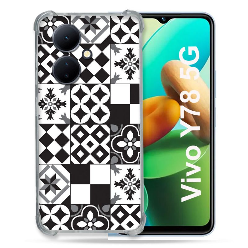 Coque Renforcée Pour Vivo V29 Lite 5G / Y78 5G Texture Carreau Ciment Noir