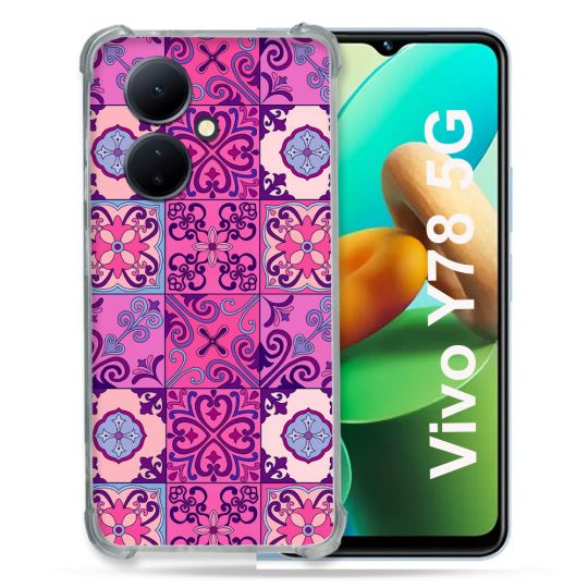 Coque Renforcée Pour Vivo V29 Lite 5G / Y78 5G Texture Carreau Ciment Violet