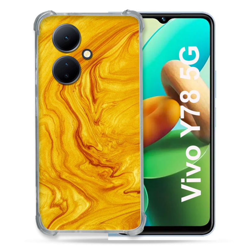 Coque Renforcée Pour Vivo V29 Lite 5G / Y78 5G Texture Marbre Jaune