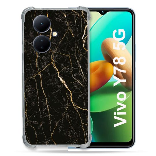 Coque Renforcée Pour Vivo V29 Lite 5G / Y78 5G Texture Marbre Noir