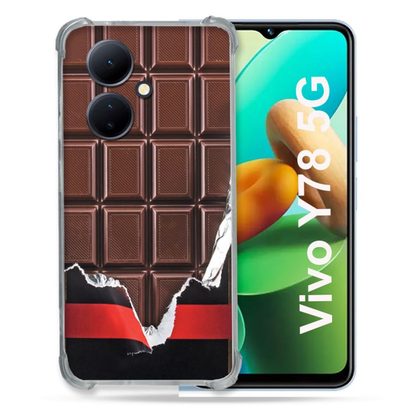Coque Renforcée Pour Vivo V29 Lite 5G / Y78 5G Texture Trompe Oeil Chocolat