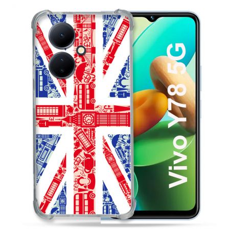 Coque Renforcée Pour Vivo V29 Lite 5G / Y78 5G Voyage Angleterre Blanc