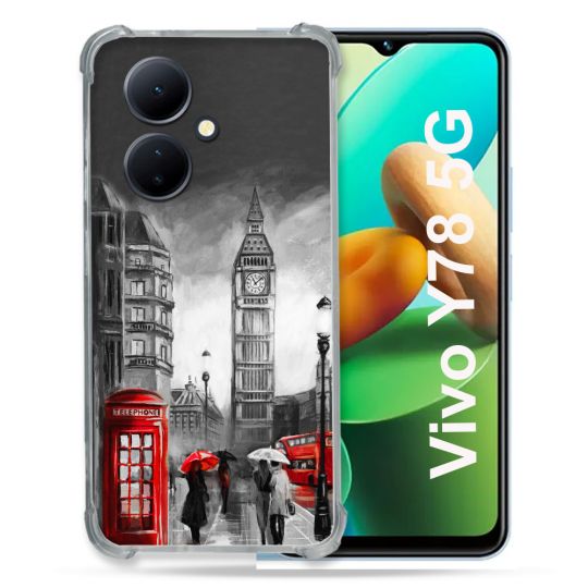 Coque Renforcée Pour Vivo V29 Lite 5G / Y78 5G Voyage Angleterre Londres Vintage