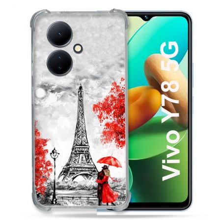Coque Renforcée Pour Vivo V29 Lite 5G / Y78 5G Voyage France Paris Rouge