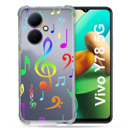Coque Renforcée Transparente Pour Vivo V29 Lite 5G / Y78 5G Note Musique Colore