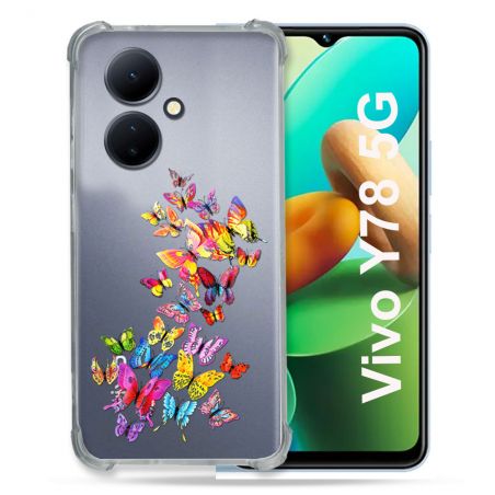 Coque Renforcée Transparente Pour Vivo V29 Lite 5G / Y78 5G Papillon Multicolore