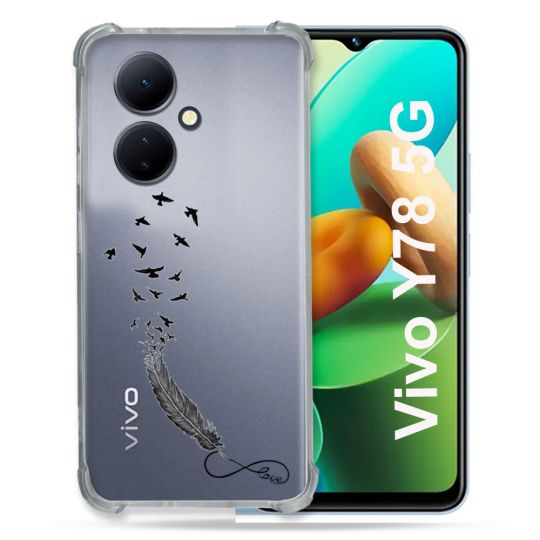 Coque Renforcée Transparente Pour Vivo V29 Lite 5G / Y78 5G Plume Infini