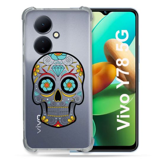 Coque Renforcée Transparente Pour Vivo V29 Lite 5G / Y78 5G Tete Mort Color