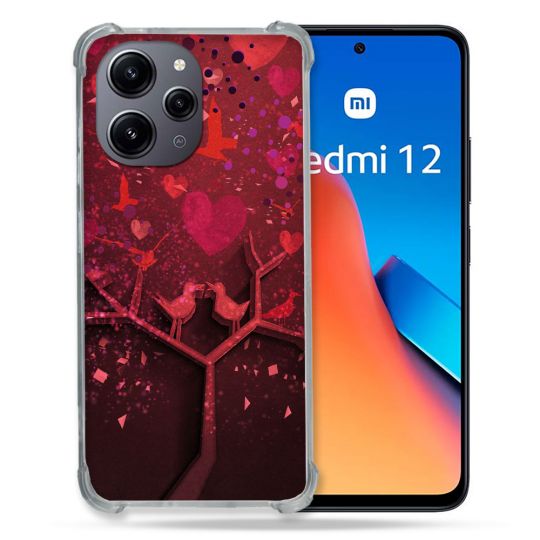 Coque Renforcée En Verre Trempé Pour Xiaomi Redmi 12 5G Amour Arbre