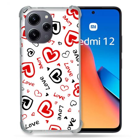 Coque Renforcée En Verre Trempé Pour Xiaomi Redmi 12 5G Amour Love