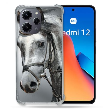 Coque Renforcée En Verre Trempé Pour Xiaomi Redmi 12 5G Animal Cheval Blanc