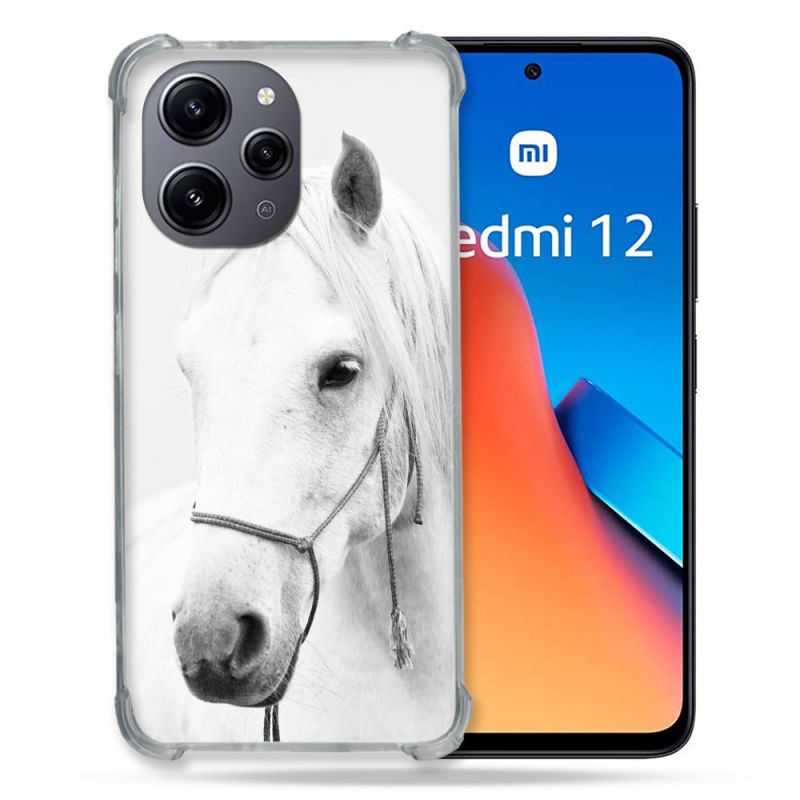 Coque Renforcée En Verre Trempé Pour Xiaomi Redmi 12 5G Animal Cheval Cristal