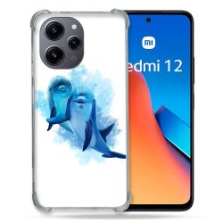 Coque Renforcée En Verre Trempé Pour Xiaomi Redmi 12 5G Animal Dauphin Duo
