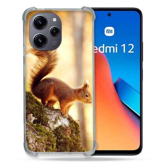 Coque Renforcée En Verre Trempé Pour Xiaomi Redmi 12 5G Animal Ecureuil Bois