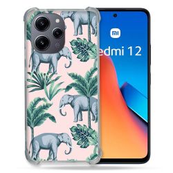 Coque Renforcée En Verre Trempé Pour Xiaomi Redmi 12 5G Animal Elephant Pattern