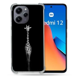 Coque Renforcée En Verre Trempé Pour Xiaomi Redmi 12 5G Animal Girafe Noire