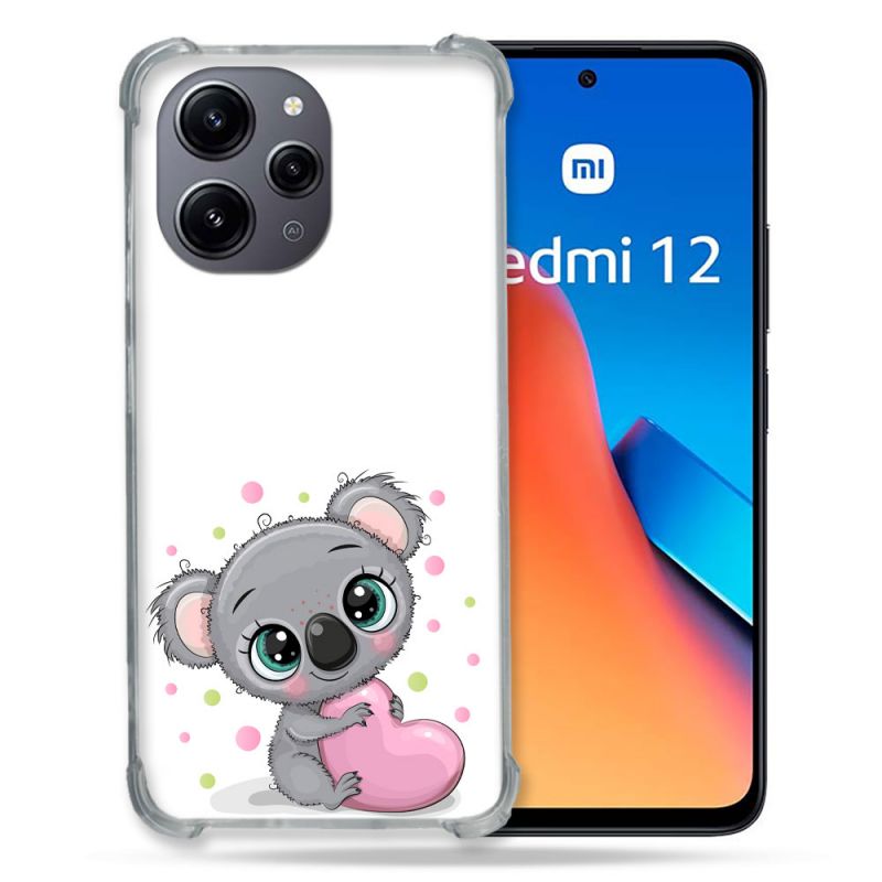 Coque Renforcée En Verre Trempé Pour Xiaomi Redmi 12 5G Animal Koala Cœur
