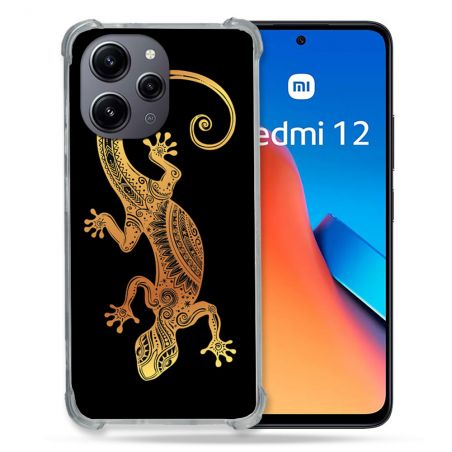 Coque Renforcée En Verre Trempé Pour Xiaomi Redmi 12 5G Animal Lezard Noir