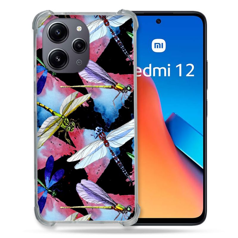 Coque Renforcée En Verre Trempé Pour Xiaomi Redmi 12 5G Animal Libellule