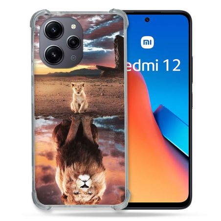 Coque Renforcée En Verre Trempé Pour Xiaomi Redmi 12 5G Animal Lion Reflet