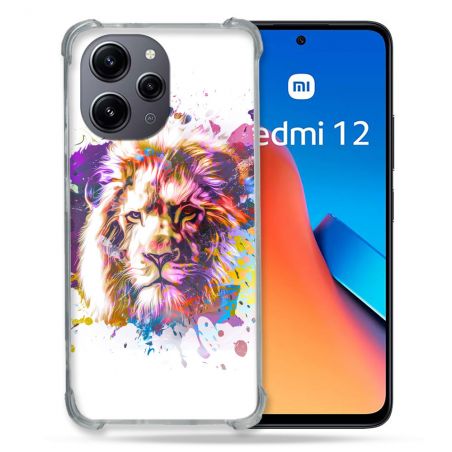 Coque Renforcée En Verre Trempé Pour Xiaomi Redmi 12 5G Animal Lion Tag