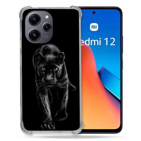 Coque Renforcée En Verre Trempé Pour Xiaomi Redmi 12 5G Animal Panthère Noire