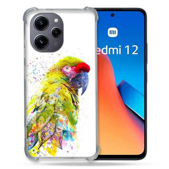 Coque Renforcée En Verre Trempé Pour Xiaomi Redmi 12 5G Animal Perroquet Jaune