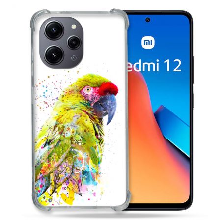 Coque Renforcée En Verre Trempé Pour Xiaomi Redmi 12 5G Animal Perroquet Jaune
