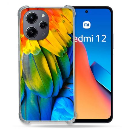 Coque Renforcée En Verre Trempé Pour Xiaomi Redmi 12 5G Animal Perroquet Plume