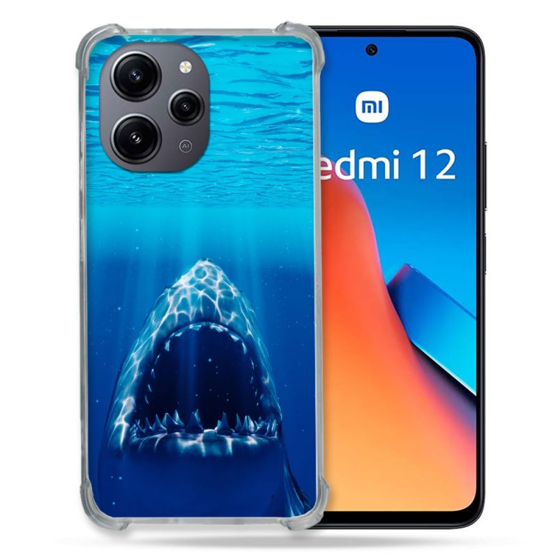 Coque Renforcée En Verre Trempé Pour Xiaomi Redmi 12 5G Animal Requin Dent