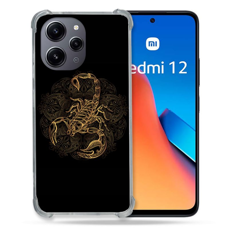 Coque Renforcée En Verre Trempé Pour Xiaomi Redmi 12 5G Animal Scorpion Fresque