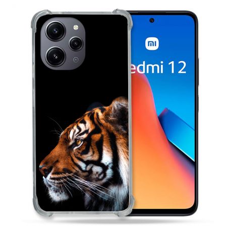 Coque Renforcée En Verre Trempé Pour Xiaomi Redmi 12 5G Animal Tigre Noir