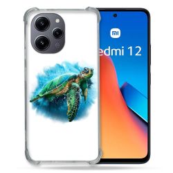 Coque Renforcée En Verre Trempé Pour Xiaomi Redmi 12 5G Animal Tortue Blanche multicolore