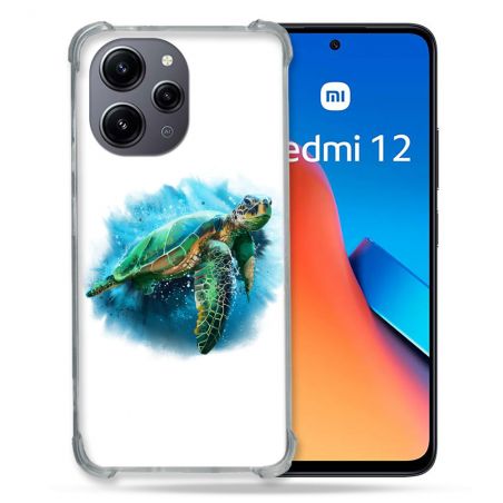 Coque Renforcée En Verre Trempé Pour Xiaomi Redmi 12 5G Animal Tortue Blanche multicolore