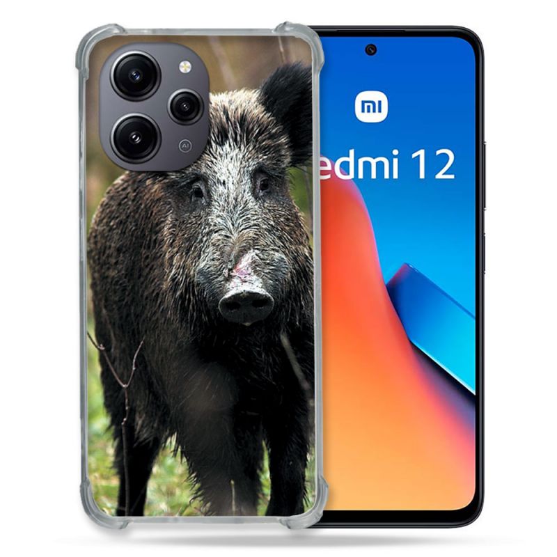 Coque Renforcée En Verre Trempé Pour Xiaomi Redmi 12 5G Chasse Sanglier bois