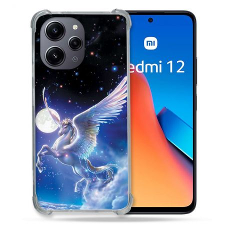 Coque Renforcée En Verre Trempé Pour Xiaomi Redmi 12 5G Fantastique Licorne Céleste