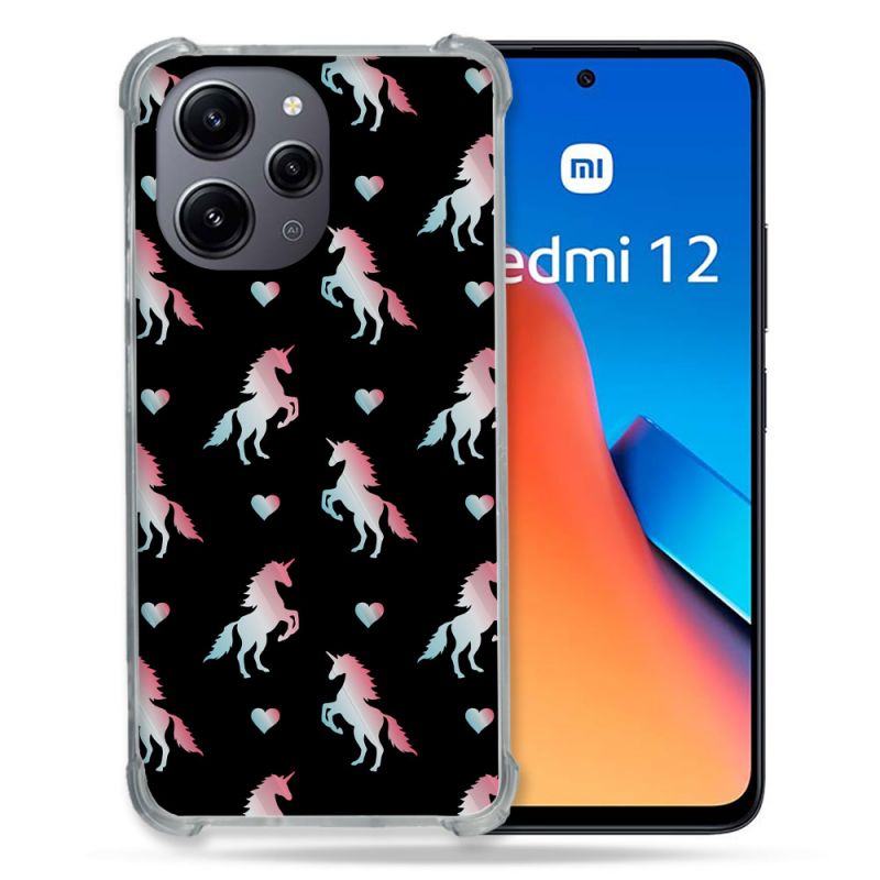Coque Renforcée En Verre Trempé Pour Xiaomi Redmi 12 5G Fantastique Licorne Pattern