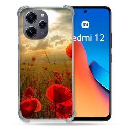 Coque Renforcée En Verre Trempé Pour Xiaomi Redmi 12 5G Fleur Coquelicot