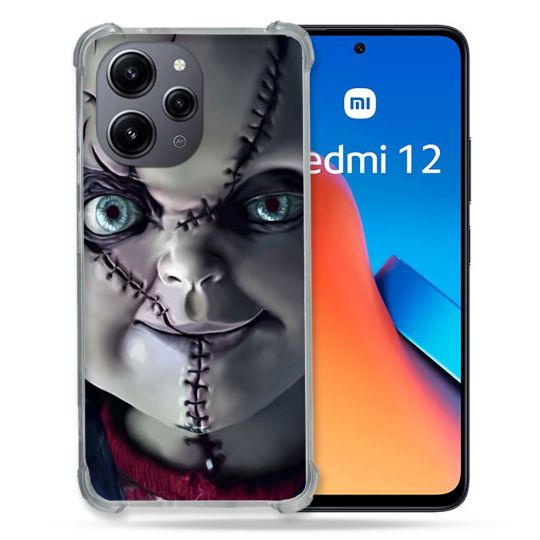 Coque Renforcée En Verre Trempé Pour Xiaomi Redmi 12 5G Horreur Chucky Cicatrice
