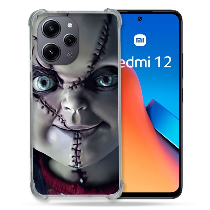 Coque Renforcée En Verre Trempé Pour Xiaomi Redmi 12 5G Horreur Chucky Cicatrice